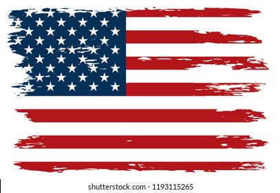 Old American Flag.Vector grunge USA flag.