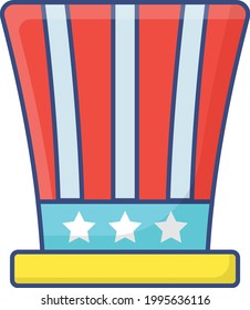 An old American hat with a flag Concept,  Uncle Sam Cap Vector Icon Design, US Independence Day Symbol, USA federal holiday Sign, Memorial or Patriot Day Stock illustration