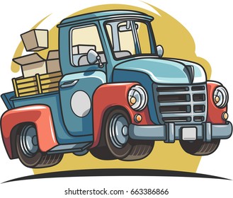 Old American pickup truck retro. Vector EPS10