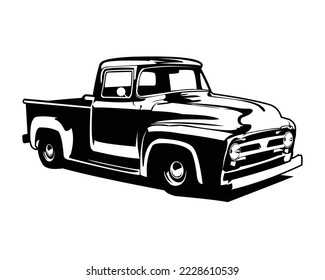 old american truck isolated on white background showing from side. best for the old truck car industry. vector illustration available in eps 10.