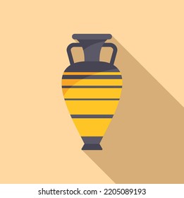 Old amphora icon flat vector. Greek pot. Jar greece