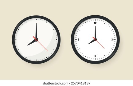 Old analog wall clock realistic minimal illustration design