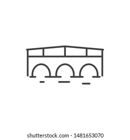 Old ancient bridge line icon. 