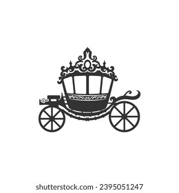 Old Ancient Classic Kingdom Carriage Silhouette Icon Illustration Vector