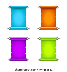Old ancient colorful scroll paper with place for text. Old document illustration.