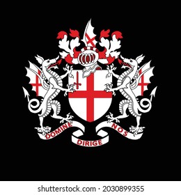 The Old Ancient United Kingdom And English Coat Of Arms Traditionaly Asociated With The City Of London Dating Back To The 12th Century