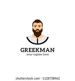 Old ancient wise Greek man logo design template