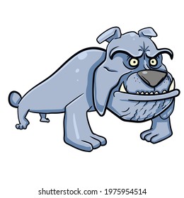 Old angry gray bulldog. Vector