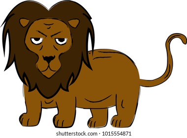 Old and angry lion illustration