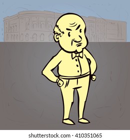 Old angry man. Hand drawn cartoon vector illustration.