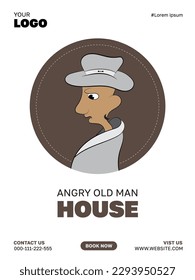 Old angry man poster template