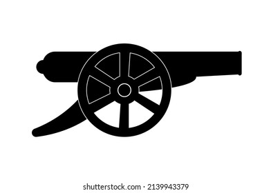 Ilustración vectorial de silueta de cañón antiguo.