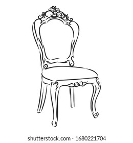 Old antique chair, vector sketch illustration 