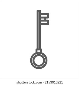 Old Antique Key simple line icon