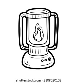 old antique lantern hand drawn outline vector icon
