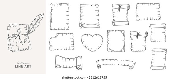 Old antique paper outline.  Vintage Parchment illustration. Parchment scroll outline illustration. Old letter illustration. Vintage paper outline 