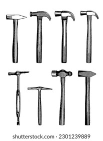 Old, antique, vintage hammer drawings collection from a vintage trade catalogue.