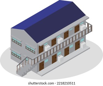 Old Apartment With Washing Machine In Isometric Hallway