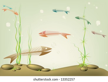 Old aquarium. Fun. Vector illustration.