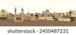 Old Arabic city. Vector drawing