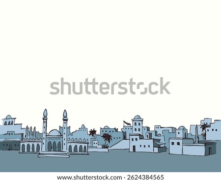 Old Arabic city. Vector drawing