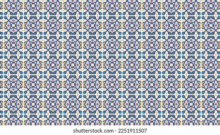 old Arabic and Islamic, floor ceramic and mosaic pattern design 