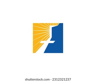 Old arc window, cross and sun vector logo