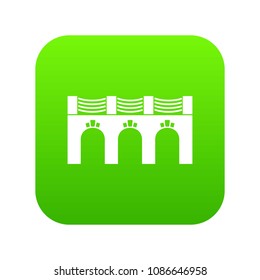 Old arch bridge icon green vector isolated on white background