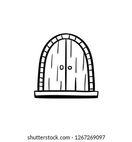  Old arched door doodle icon vector drawing 