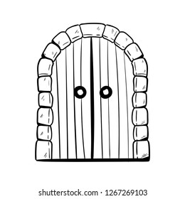  Old arched door doodle icon vector drawing 
