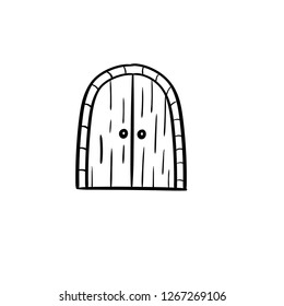  Old arched door doodle icon vector drawing 