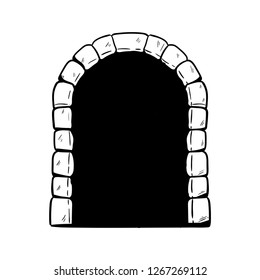  Old arched door doodle icon vector drawing 