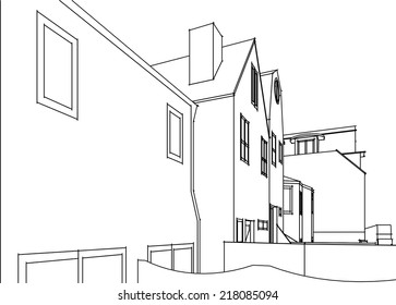 old architecture fairy tale sketch