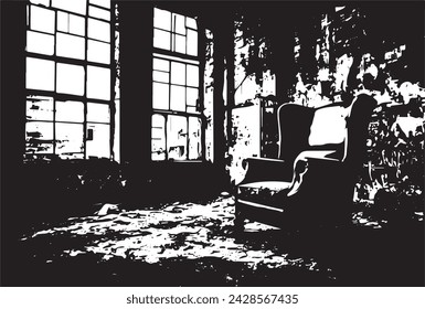 Old armchair in an old factory or warehouse.