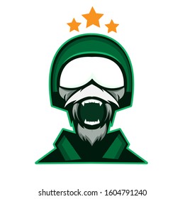 old army mascot logo. Vector illustration of an army design. logos for e-sport games. emblem of troops. community symbol. image for team flag.