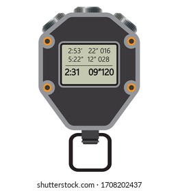 Old arrow stopwatch. Device for accurate measurement of time intervals. On a white background. Vector illustration.