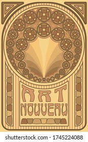 Old art nouveau card, vector illustration