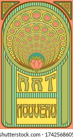 Old art nouveau frame, vector illustration