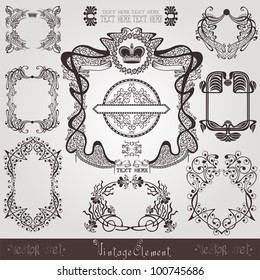 old art nouveau set label banner element