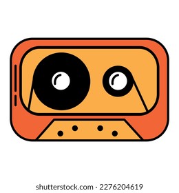 An old audio cassette for a player from the 70s. Retro style. White background, isolate. Vector illustration.