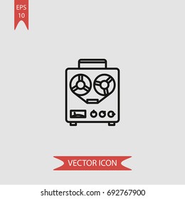 Old audio recorder vector icon, illustration symbol