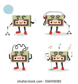 old audio tape cartoon set