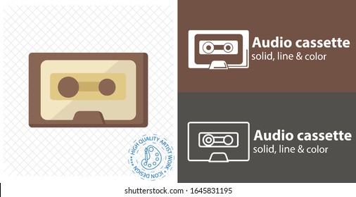old audio tape flat icon. line icon