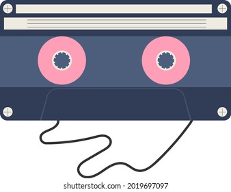 Vieja cinta de audio, ilustración, vector sobre fondo blanco