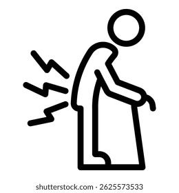Old back pain icon. Outline old back pain vector icon for web design isolated on white background