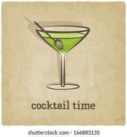 old background with cocktail - vector illustration