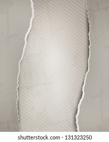Old background with grey ripped paper and old wall. Vector illustration