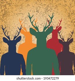 Old background with silhouettes of hipsters