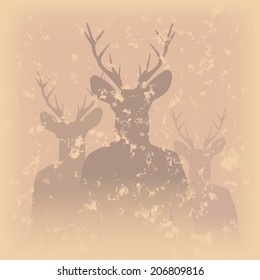 Old background with silhouettes of hipsters