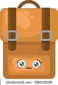 Old backpack,illustration,vector on white background